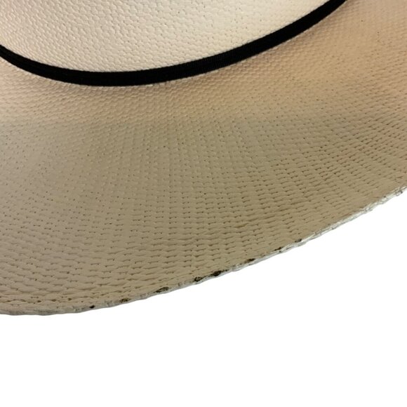 Wrangler Straw Cowboy Hat Natural Vented Crown Size 6-7/8 Western Style - Picture 6 of 10